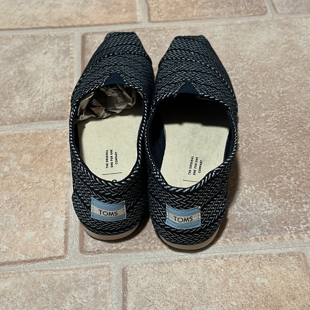 TOMS Womens Alpargata Round Toe Woven Classics Espadrille Navy Herringbone - Picture 3 of 4